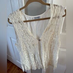 Impressions Ivory Lace Buttoned Vest